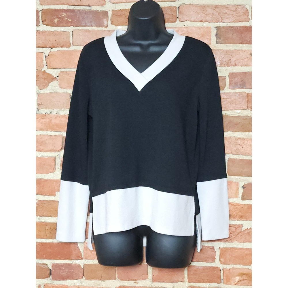 Clara Sunwoo Sweater Top Womans Small French Terry Like Knit‎ Hi Low Hem T221WJ